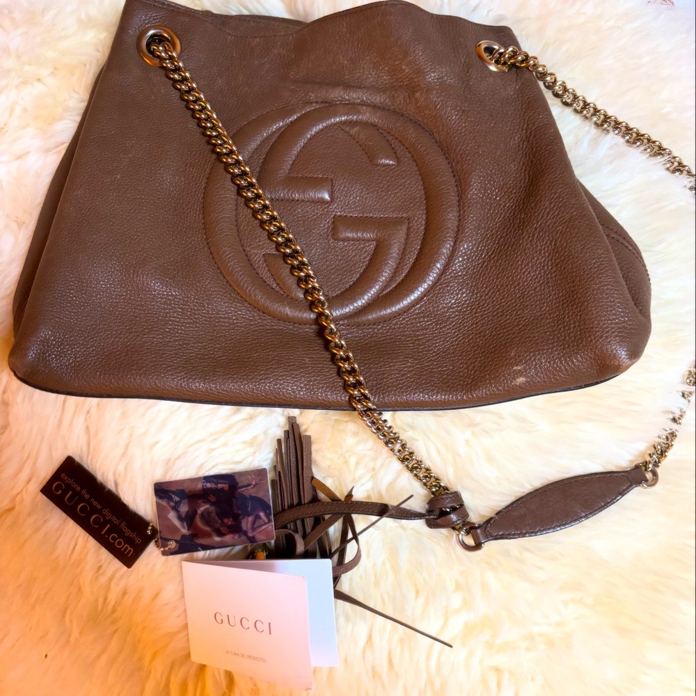 Gucci Soho taupe  purse gg pebble leather interlocking PAYMENT PLAN AVAILABLE ‼️
